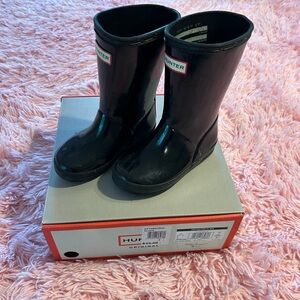 Hunter Kids' Glossy Black Boots